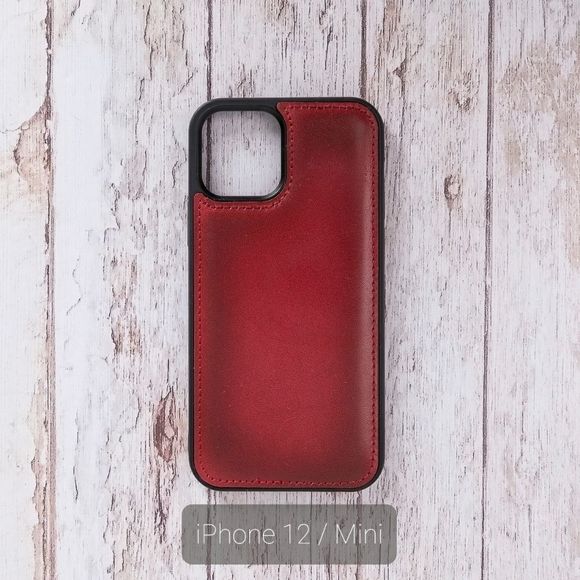 iPhone 12/Mini Premium Leather Wallet Case Red - Picture 4 of 12